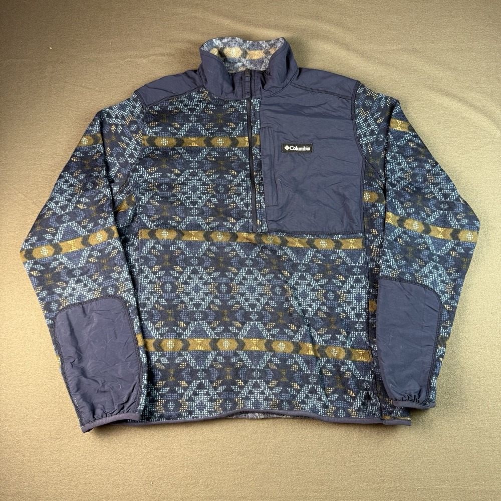 Columbia Womens Fleece Quarter-Zip Pullover Large Multicolor Aztec Geometric L